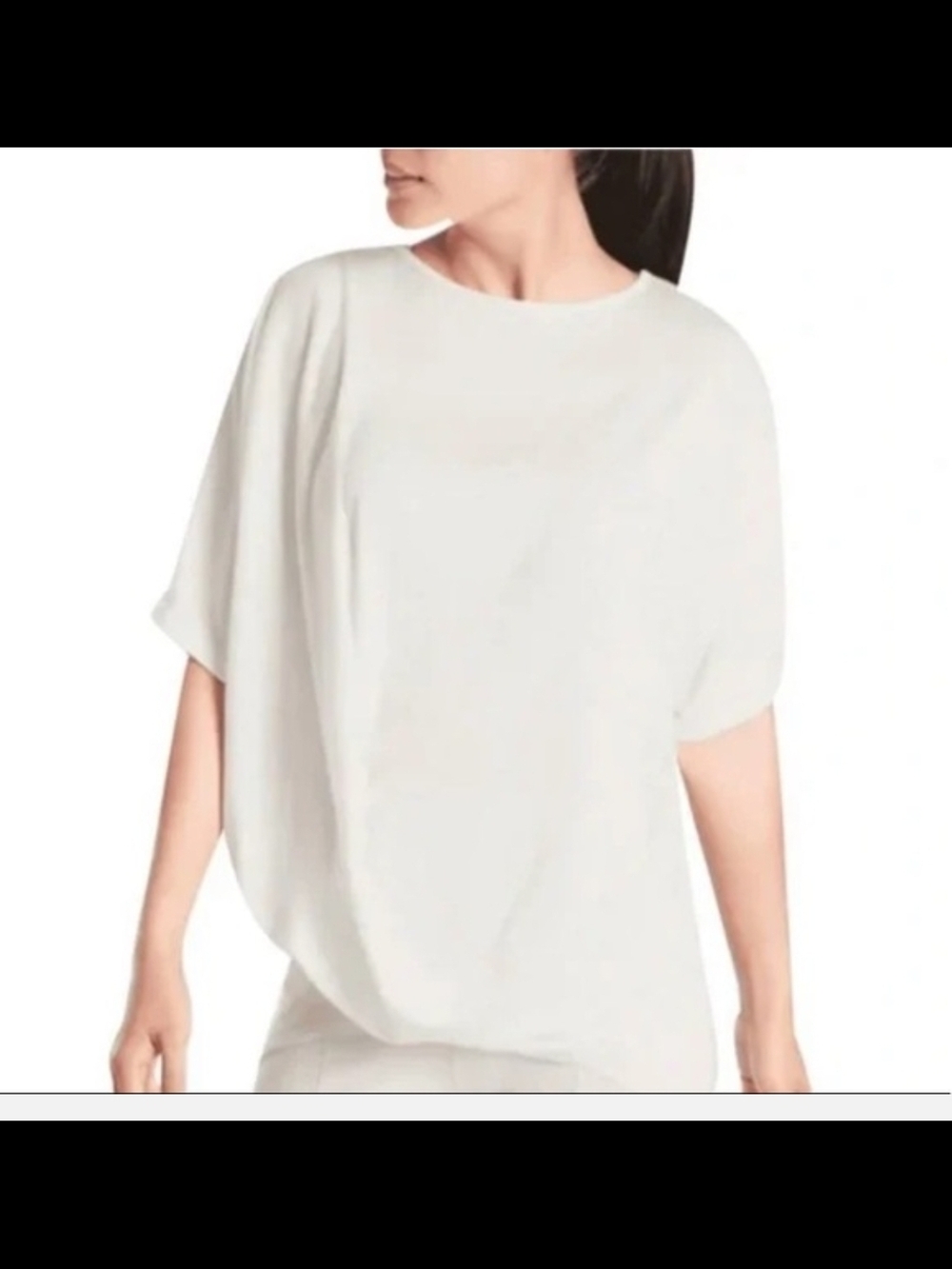 Athleta Cream Asymmetric Draped Short-Sleeve Top